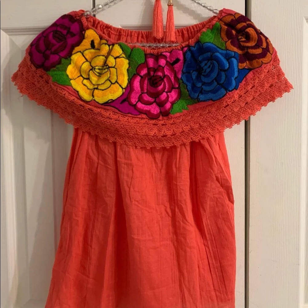 Coral Authentic Strapless Top with earrings